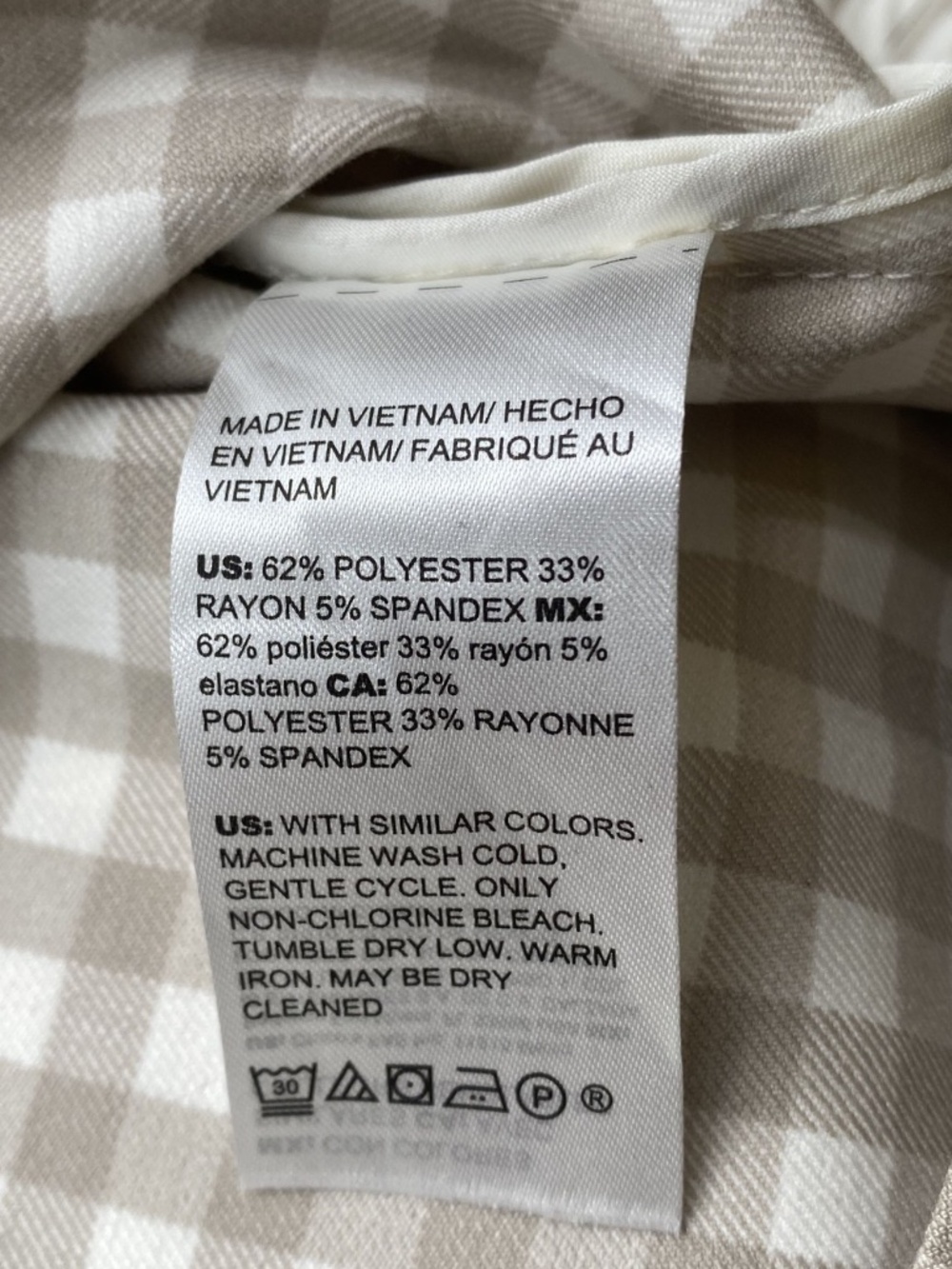 NWT $170 White House Black Market Gingham Biscotti Dress Sz 12 WHBM beige/ white - Picture 5 of 9